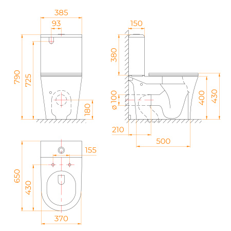Унитаз напольный безободковый с бачком RGW SW-04 67420104-01 микролифт